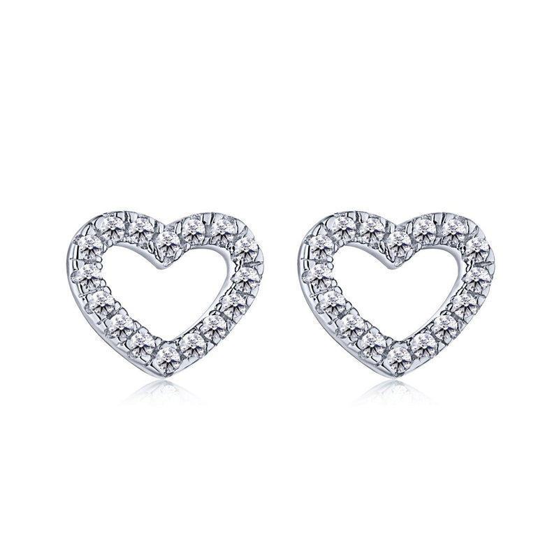 Hearts CZ Sterling Silver Dainty Stud Earrings