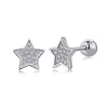 Star Zircon Stud Sterling Silver Earrings