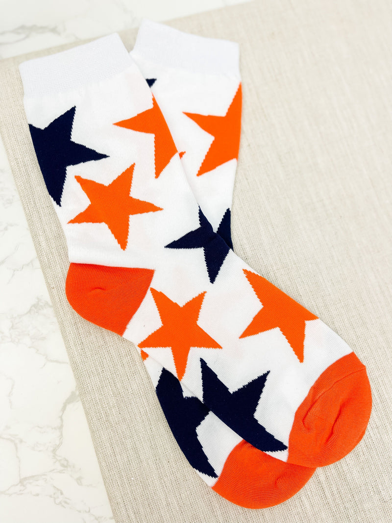 PREORDER: Game Day Star Print Crew Socks in Assorted Colors