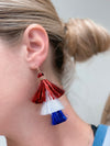 PREORDER: Patriotic Tinsel Tiered Tassel Earrings