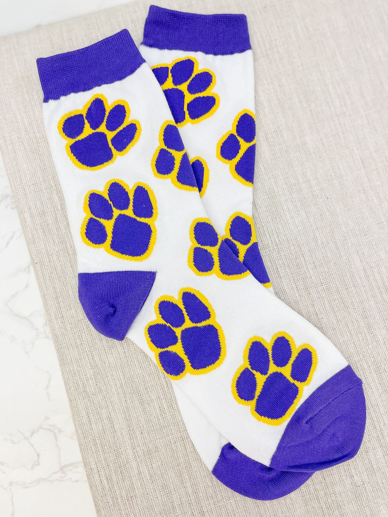 PREORDER: Game Day Paw Print Crew Socks in Assorted Colors