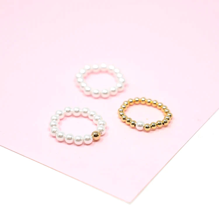 PREORDER: White Beaded Pearl Stretch Ring