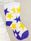 PREORDER: Game Day Star Print Crew Socks In Assorted Colors