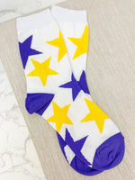 PREORDER: Game Day Star Print Crew Socks In Assorted Colors