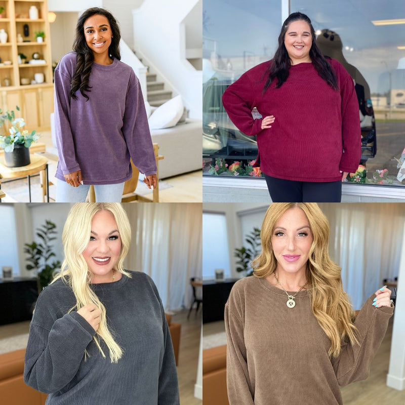 PREORDER: Sarah Corded Crew In Four Colors
