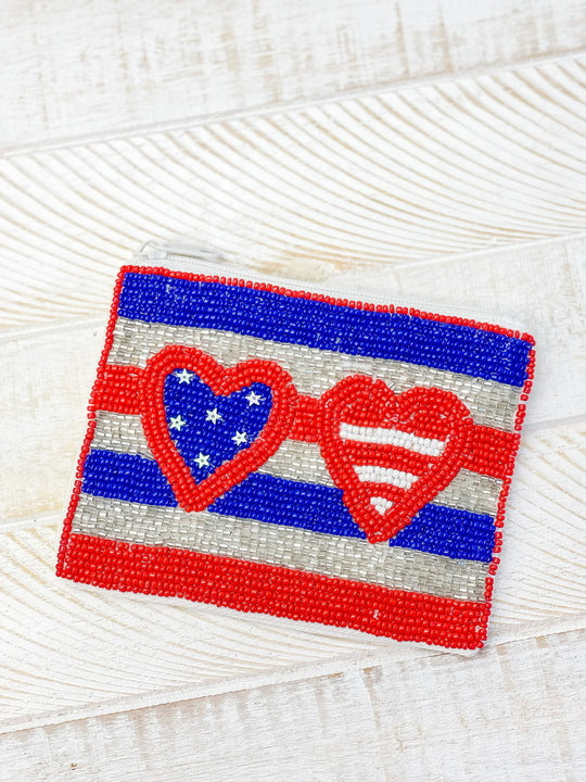 PREORDER: Stars & Stripes Beaded Zip Pouch