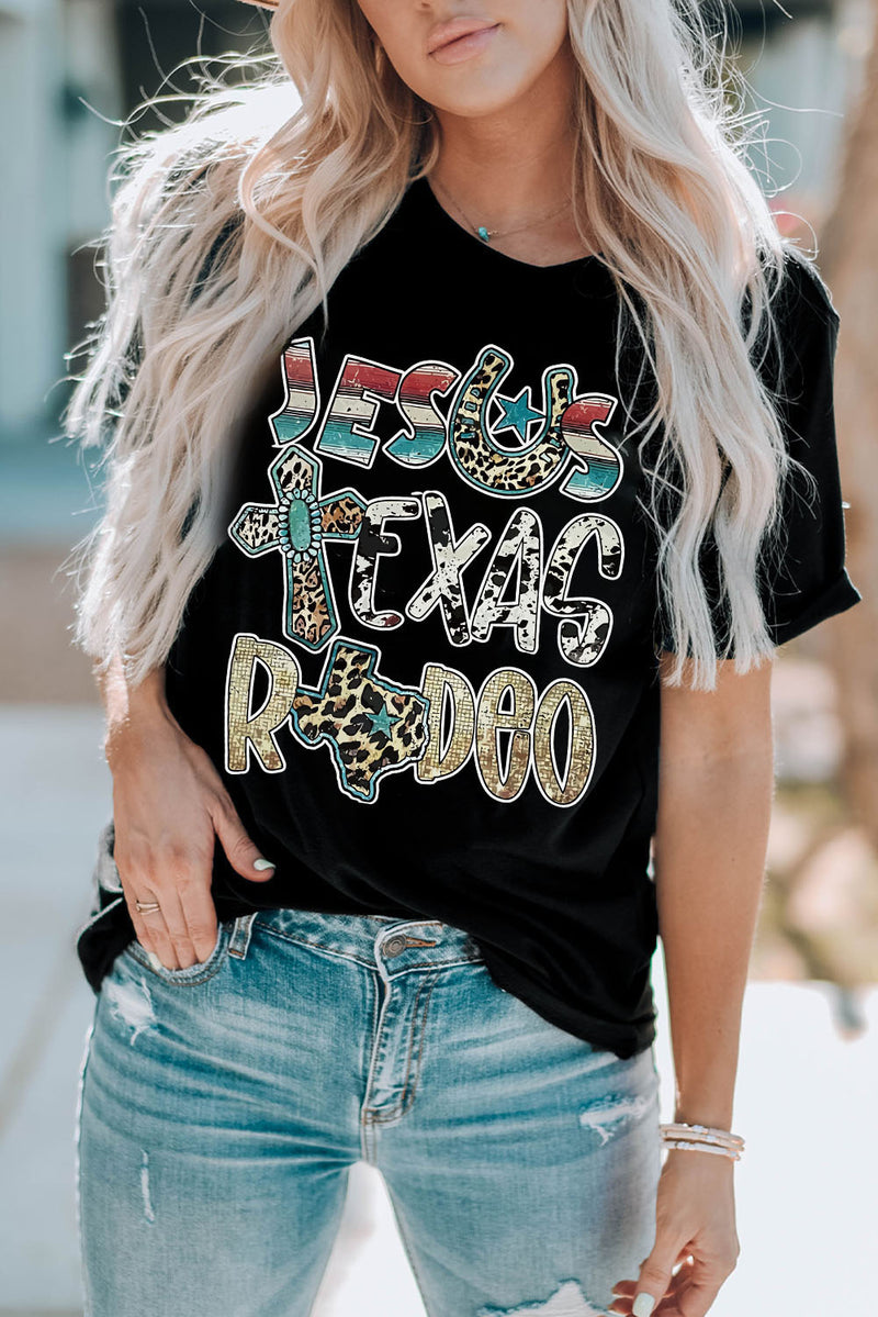 Letter Graphic Round Neck Tee Shirt