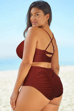 Halter Neck Crisscross Ruched Two-Piece Swimsuit