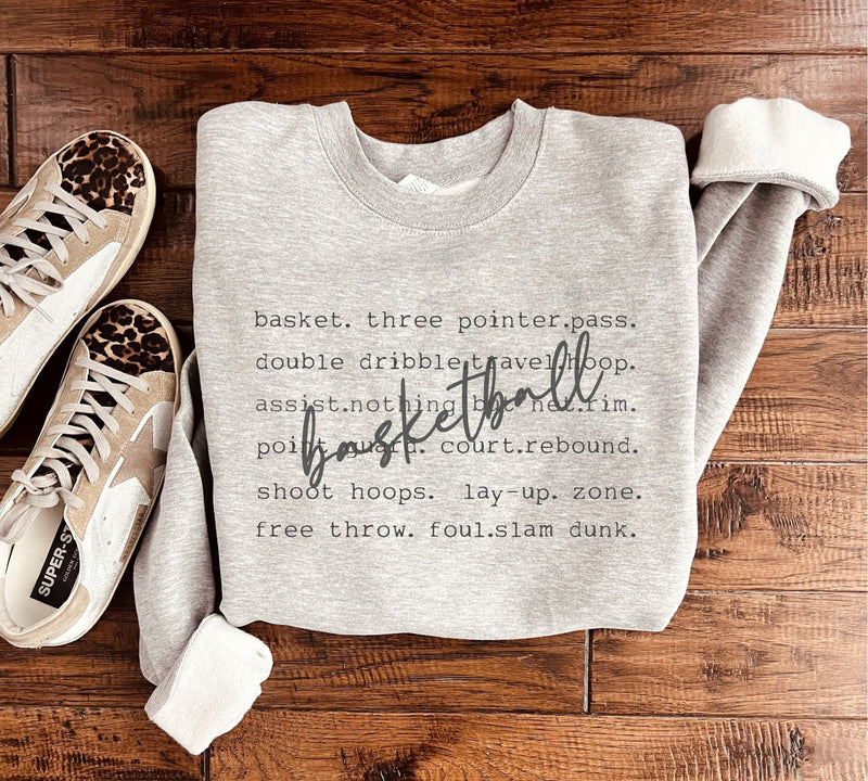 PREORDER: Basketball Words Sweatshirt in Two Colors