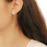 3 Leaf Clover Cubic Zircon Stud Earrings