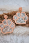 Beaded Studded Paw Print in Pink