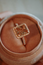 Raven Champagne Emerald Stone Rose Gold Ring