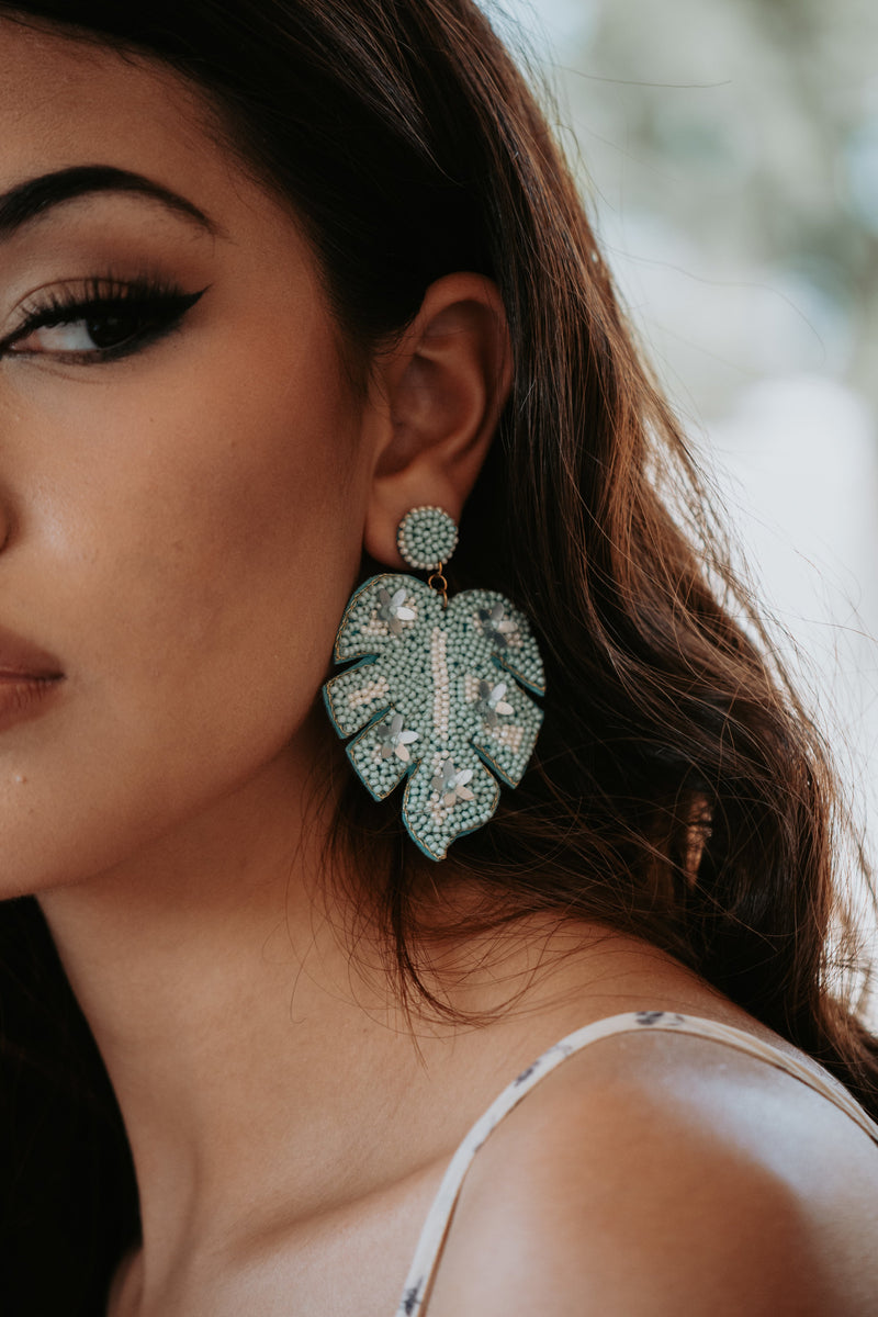 Gianna Seed Beaded Earring in Mint