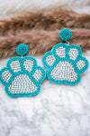 Beaded Studded Paw Print in Turquoise