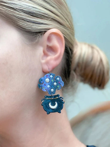 PREORDER: Spooky Cauldron Dangle Earrings in Two Colors