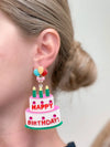 PREORDER: Happy Birthday Glitzy Cake Dangle Earrings