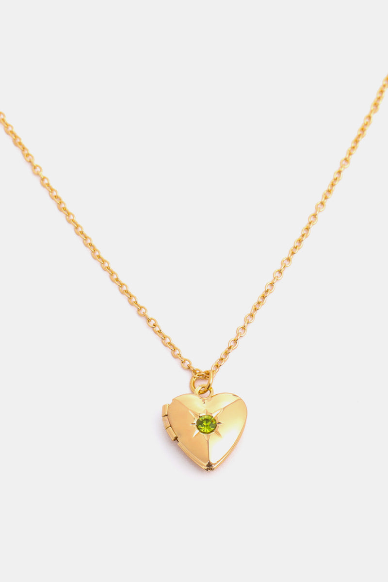 Zircon Heart Shape 14K Gold-Plated Pendant Necklace