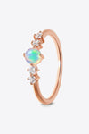 Natural Moonstone and Zircon 18K Rose Gold-Plated Ring