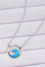Opal Wave Pendant Necklace