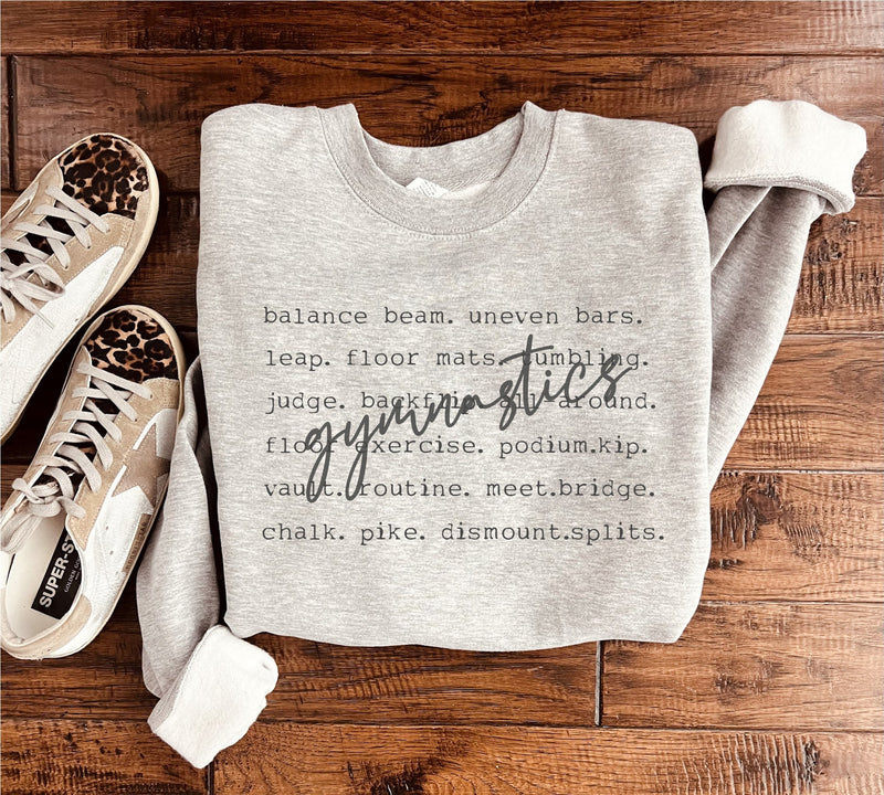 PREORDER: Gymnastics Words Sweatshirt in Two Colors