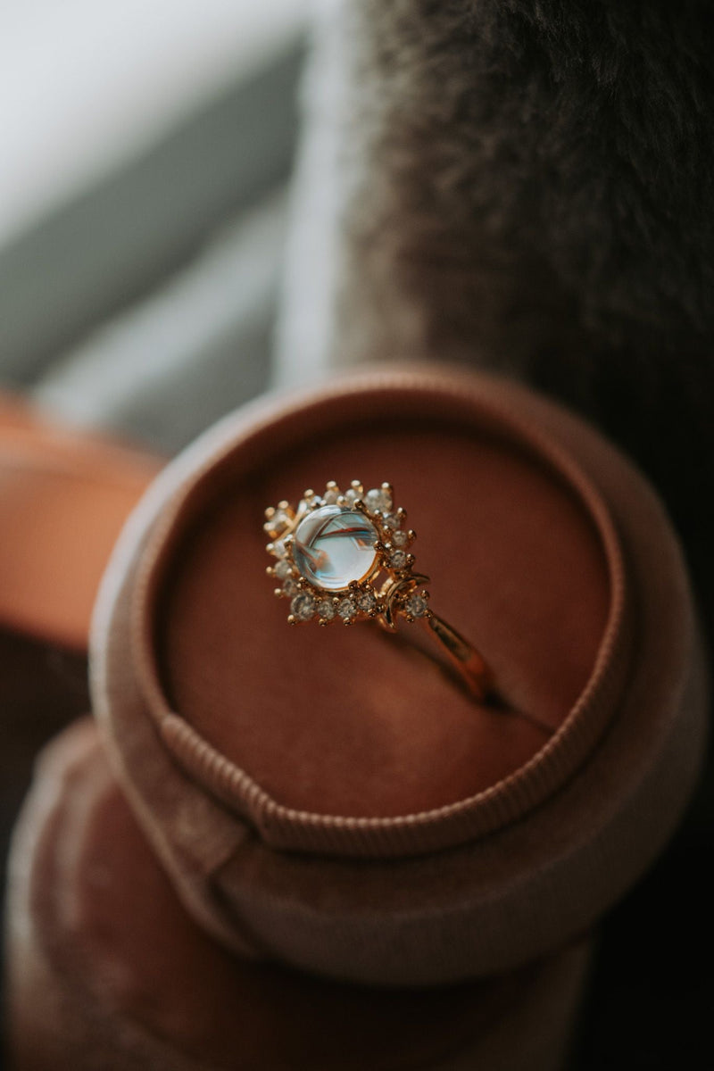 You Stole My Heart Moonstone Gold Ring