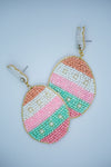Easter Bunny Stud Egg Drop Seed Bead Earrings in Light Pink and Mint Green